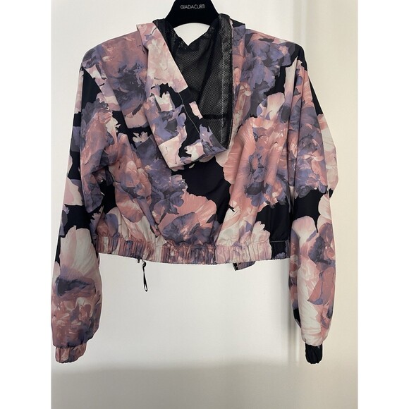Forever 21 Cropped Hoodie Bomber Floral Jacket Pockets Full Zip SZ XS - Picture 2 of 8